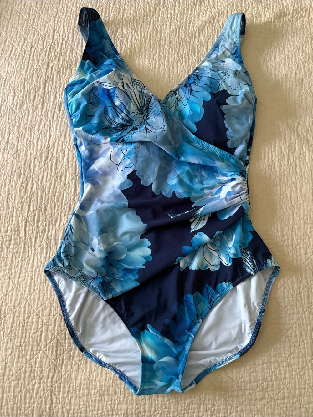 Gottex Blue Floral One-Piece Swimsuit